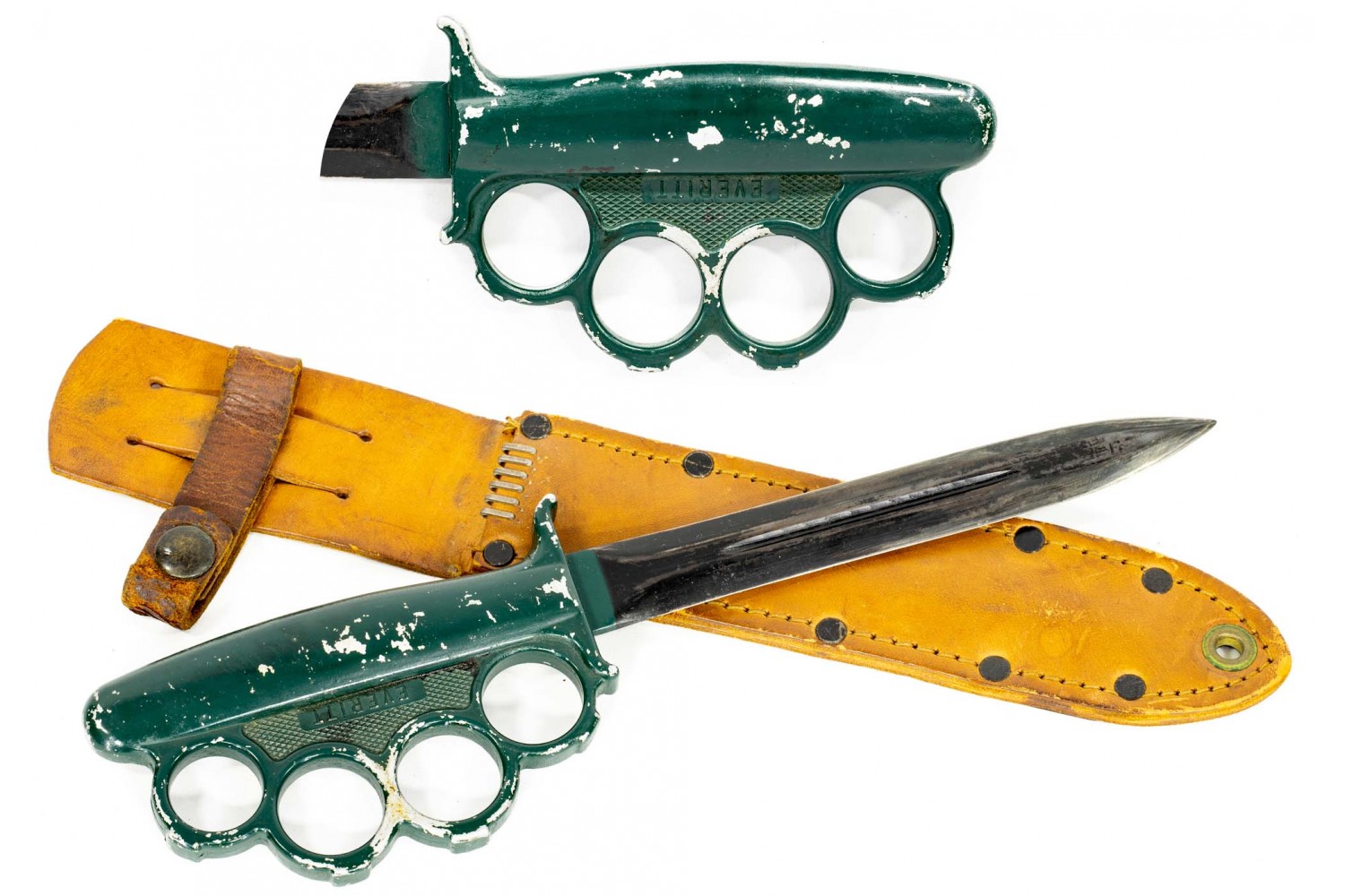 Everitt Knuckle Knife - Very Fine & Scarce Green Handled WWII